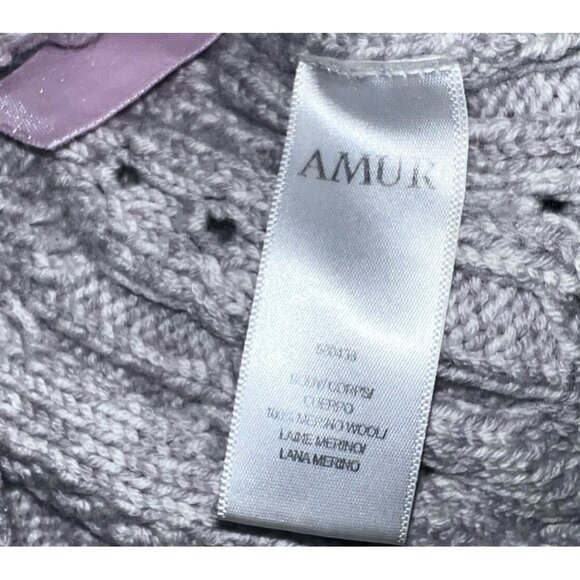 Amur Ulla Fringe Merino Wool Cable Knit Sweater With Fringe Detail Beige Sz Medi - Picture 5 of 15